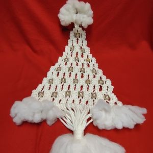 Handmade Large Off White Macrame Hanging Christmas Tree